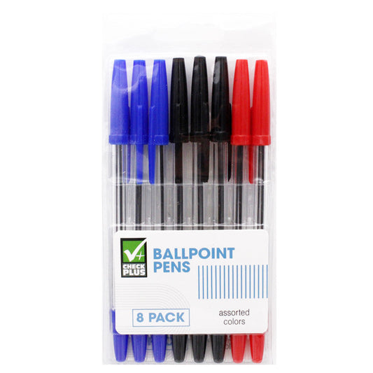 CHECK PLUS BALLPENS 8 CT ASSSORTED COLORS