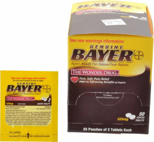 Bayer Aspirin Single-Pack Blister - 2 Tablets 25CT/box