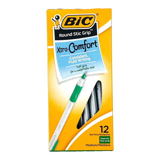 BIC PENS 12 CT GREEN XTRA COMFORT