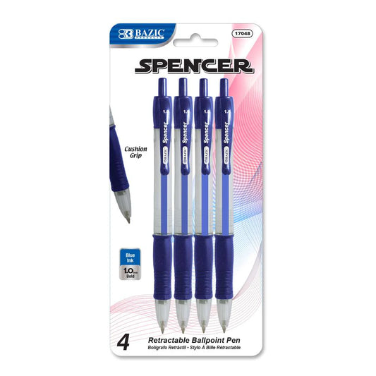 Spencer Assorted Blue Retractable Pen - 4PC