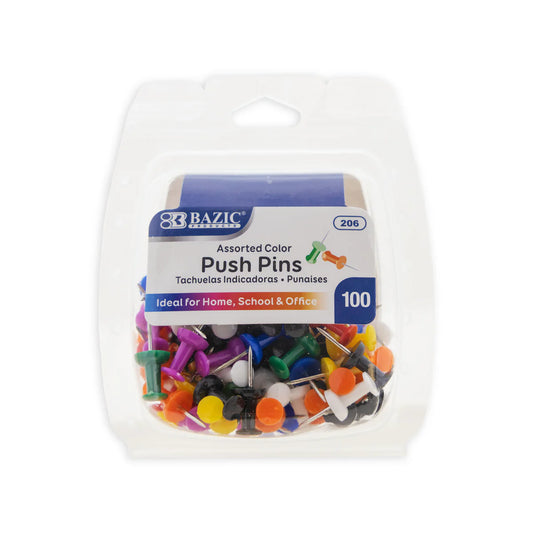 Bazic Product 100 Assorted Color Push Pins