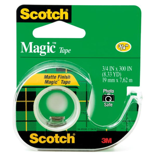 Scotch Magic Tape In Dispenser, 3/4" x 300", Clear