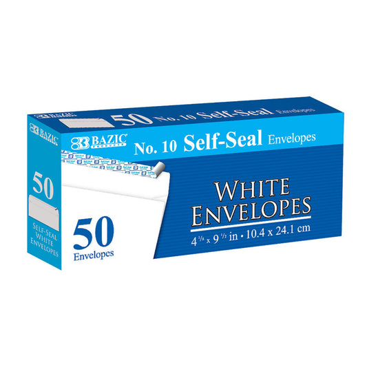 Bazic Productes Self Seal White Envelopes - 4x9in