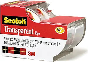 Scotch Transparent Tape 2 Rolls 3m