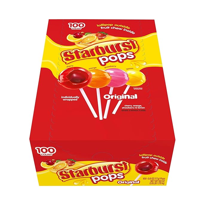 Spangler Starburst Pops Fruit Chew Filled Lollipops