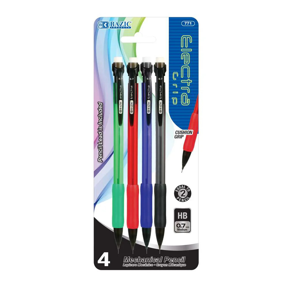 Bazic Electra Mechanical Pencil with Grip (4/Pack)