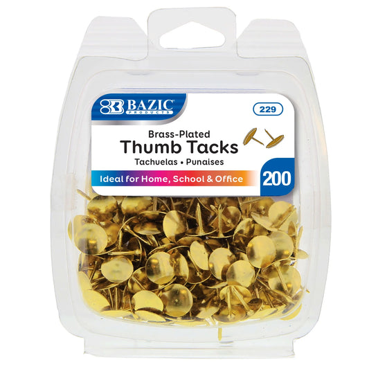 BAZIC Push Pins Gold Metallic - 200/pack