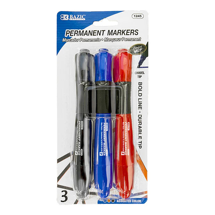 Bazic Permanent Markers - 3 pack