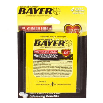 Bayer Aspirin Single-Pack Blister - 2 Tablets 6ct per box