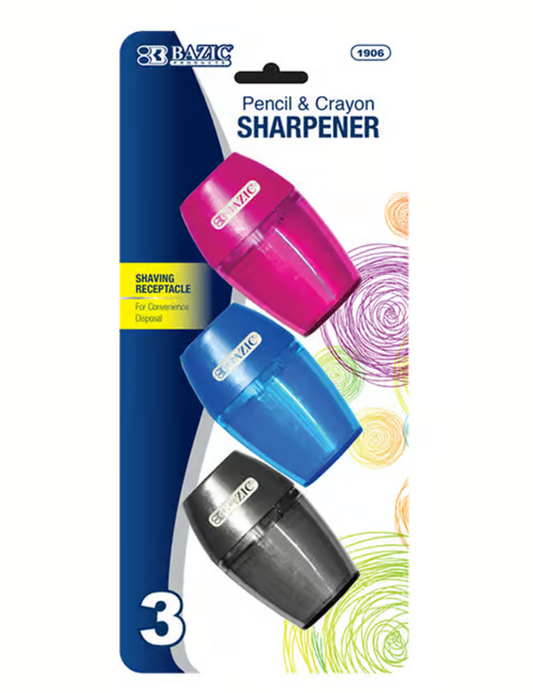 Single Hole Pencil & Crayon Sharpener - 3/Pack