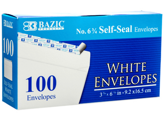 BAZIC ENVELOPE 100CT PLAIN "PEEL & SEAL"