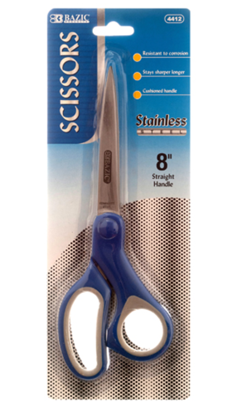 BAZIC SCISSORS 8" SOFT GRIP STAINLESS STEEL