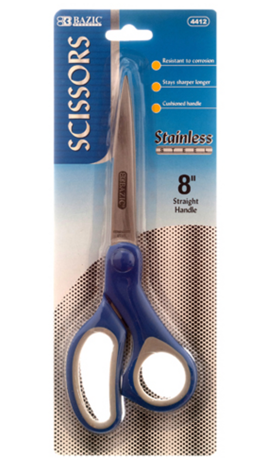 BAZIC SCISSORS 8" SOFT GRIP STAINLESS STEEL