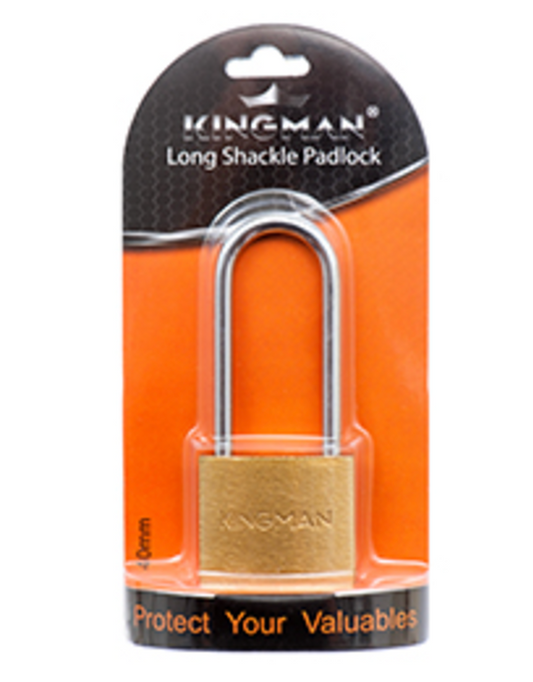 KINGMAN BRASS PADLOCK LONG SHACKLE