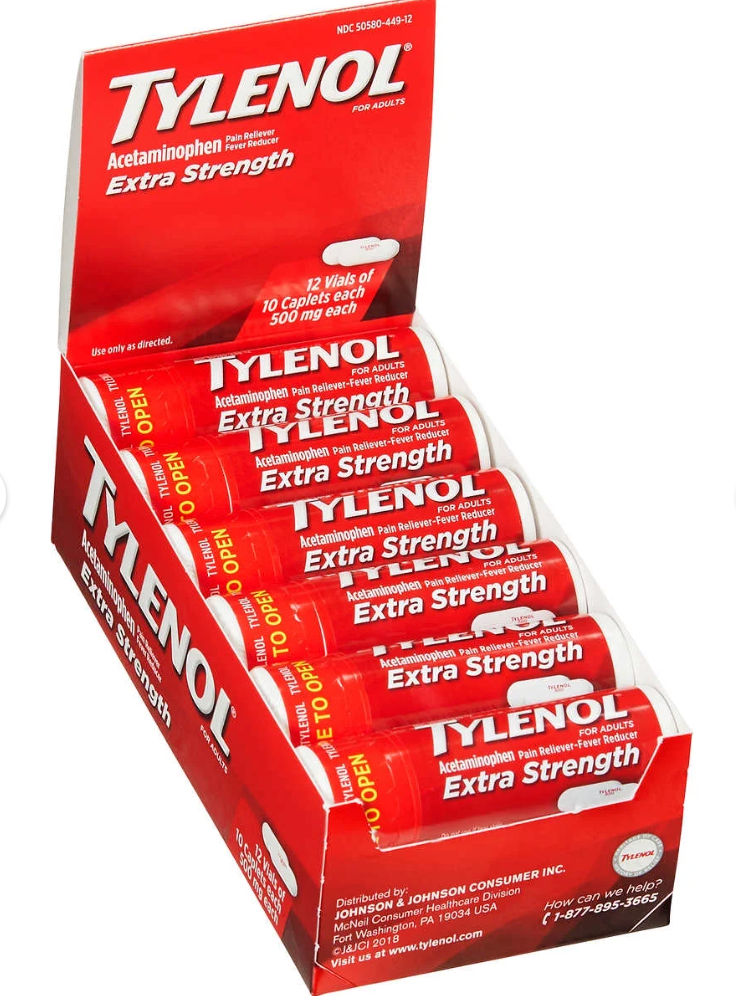 Tylenol Extra Strength Caplet Vial Rack - 10 TUBES