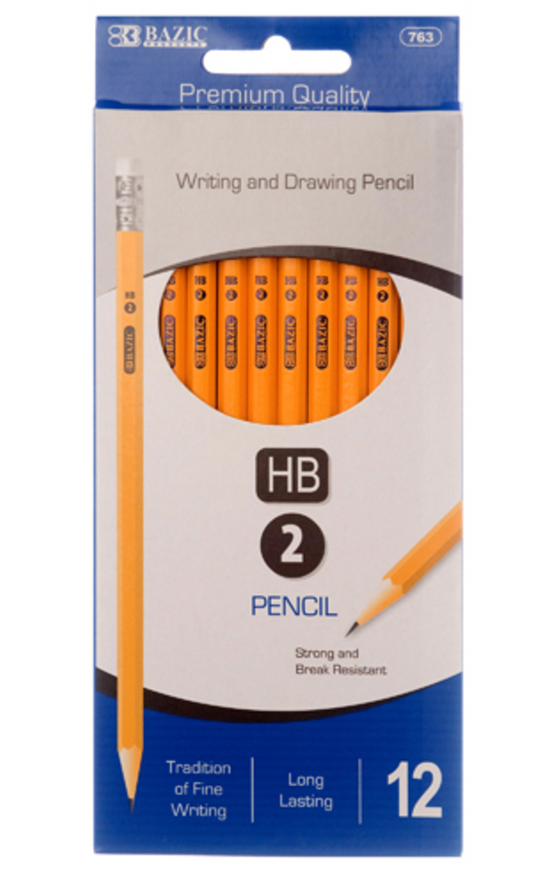 Bazic Premium Quality Pre-Sharpened Yellow pencil - 12/Pack