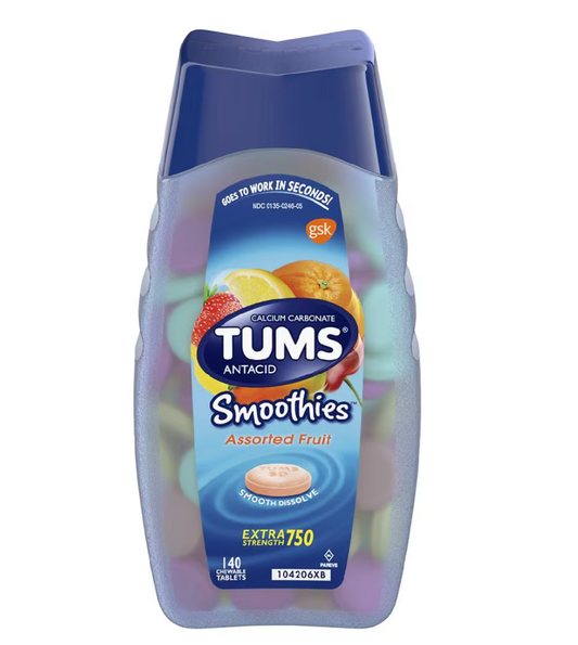 Tums Smoothies Tablets Assorted Fruit, 140.0 ea