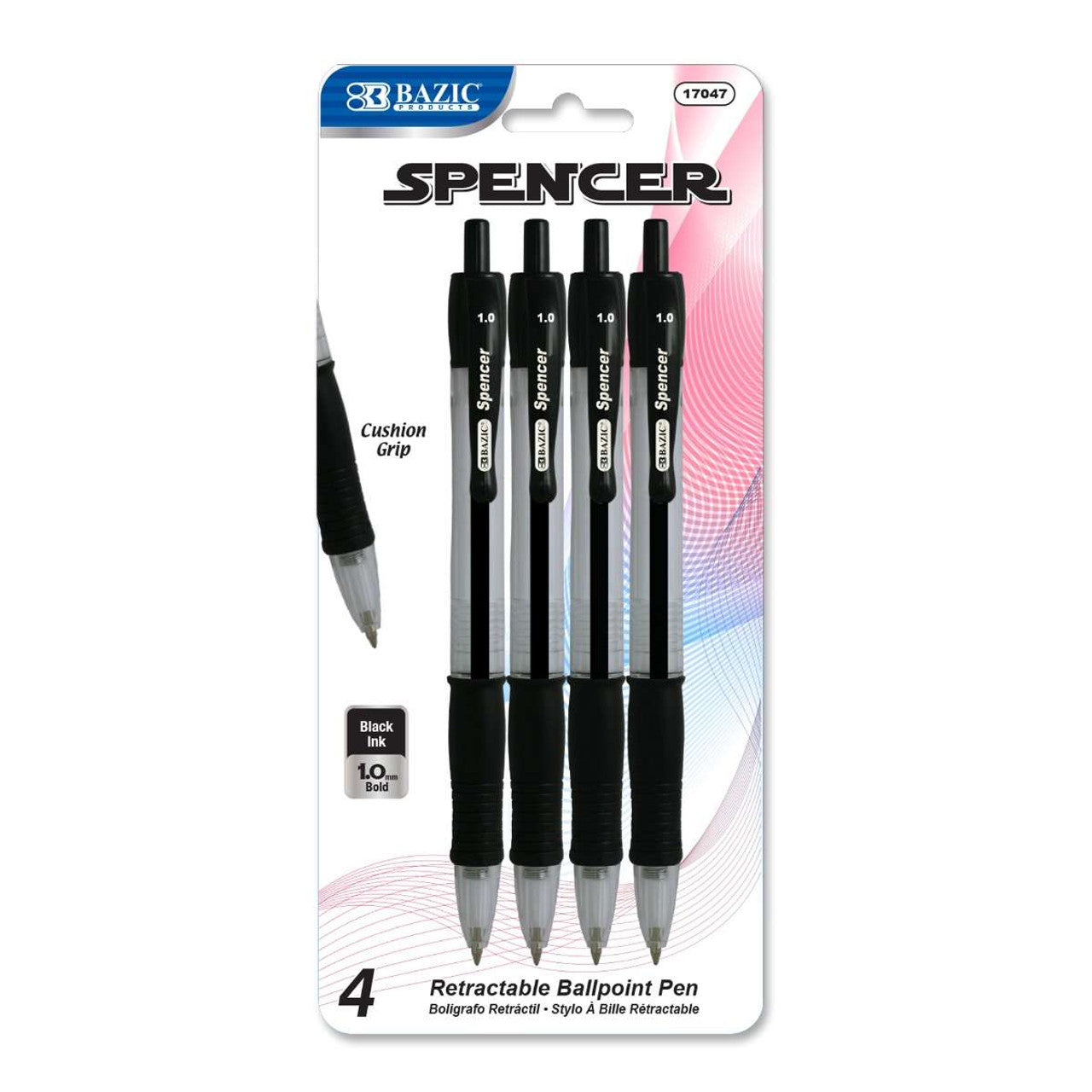 Spencer Assorted Black Retractable Pen - 4Ct