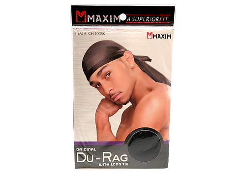 DuRag with Long Tie - Black 12CT