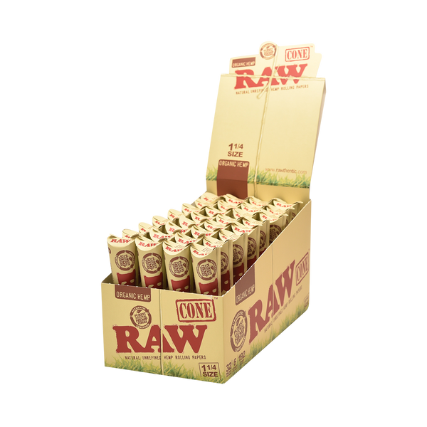 RAW - Organic Cones 1 1/4 6ct - 32pk